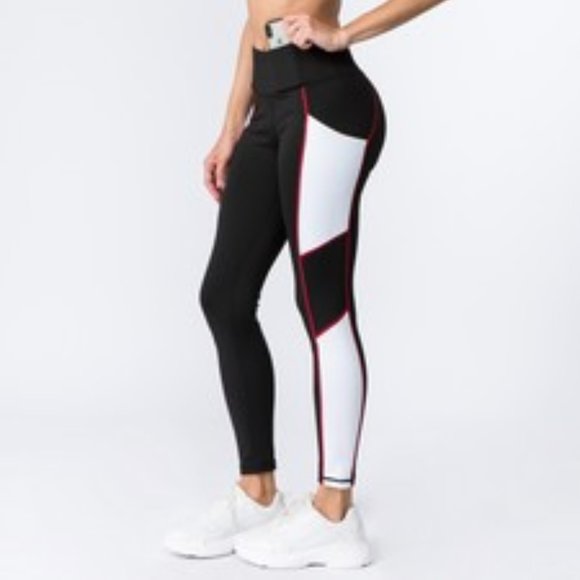 Yelete Pants - Active High Rise Side Pocket Colorblock Leggings